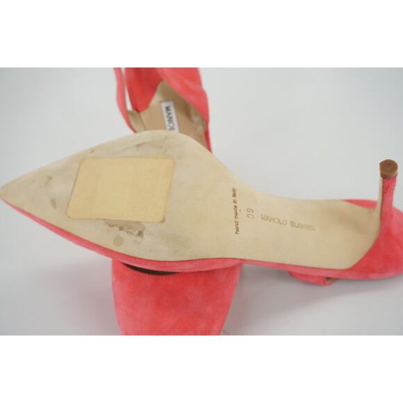 Manolo Blahnik Carolyne pink suede Sandals  New slingback pumps $645 - Picture 12 of 12